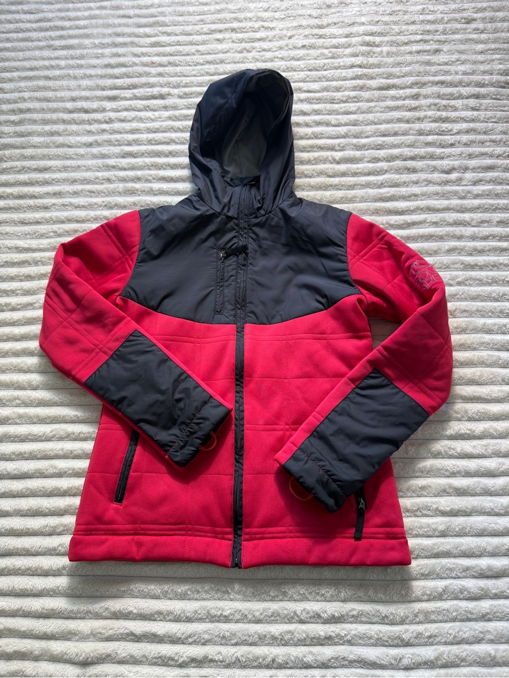 Bonfire Women's Ski Jacket Hooded Full Zip Red/Black Colorblock Size M